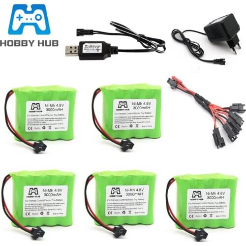 4.8v 3000mah NiMH Battery and USB Charger For Rc toys Cars Boats Guns Tanks Robots Ni-MH AA 4.8v 2400mAh Rechargeable Battery