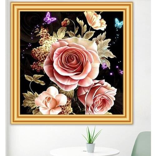 DIY 5D Diamond Painting Rose Flower Cross Stitch Full Square Round Diamond Embroidery Mosaic Pictures of Rhinestones Home Decor