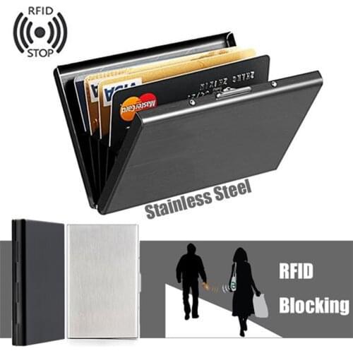 Anti-Scan RFID 1 PC Stainless Steel ID Credit Card Holder Slim Blocking Wallet Case Business Card Protection Holder Case