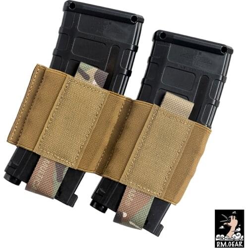 DMgear Tactical Double 556 Magazine Pouch Partition Compartment Mag Carrier Elastic Hook&Loop
