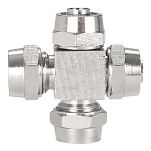 KL-PZA6 KL-PZA8 KL-PZA10 KL-PZA12 10PCS/Lot 4 Way Cross Style Hose Pipe Quick Joint Coupling Connectors Nickel Plated Brass