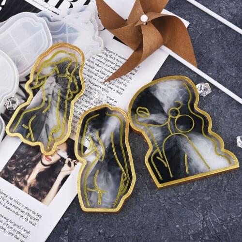 DIY Tray Epoxy Crystal Resin Mold Girl Model Body Silicone Mold Abstract Plate Mirror Storage Tray Casting Mold