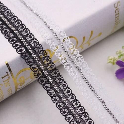 1yards/Lot Pearl Beaded Lace Trim Fringe Chiffon White Embroidered Lace Ribbon African Lace Fabric Clothing Sewing Accessories
