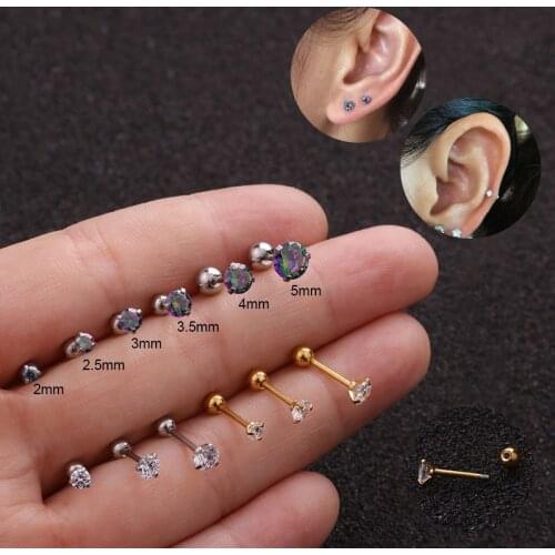 Fashion Simple round Zircon Ear Bone Stud Stainless Steel Ball Ear Stud Foreign Trade Hot Selling Ear Rings Wholesale