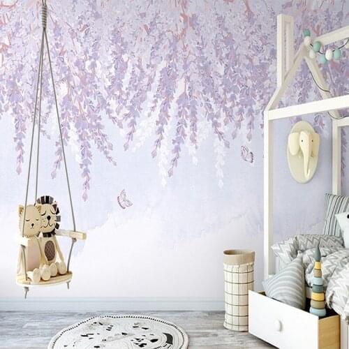 Custom Photo Wall Home Decor 3D Purple Flower Vine Romantic Bedroom Living Room Sofa TV Background Wall Covering Mural Wallpaper