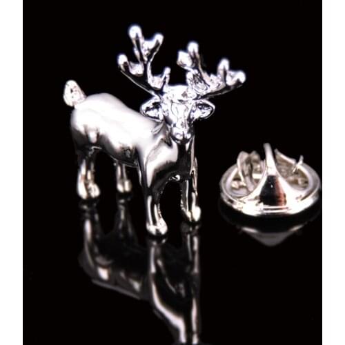 Summer new high quality brass animal silvery deer Brooch mens Lapel Pin fashion style hat scarf backpack badge womens jewelry