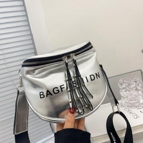2021 New Cute Female Bag Wide Shoulder Strap Letter Literature Single Shoulder Bag Fashion Casual Trend Trend Messenger Lady Bag