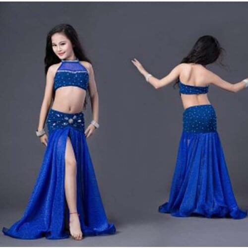 New Arrival OrientalDance Costume Set for Kids/Children Sexy Girls (Tops+Skirt) Belly Dance Stage Performance Wears Red Blue