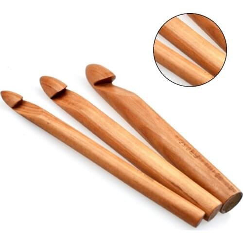 New 15/20/25mm Wooden Crochet Hooks Sewing Tool DIY Knitting Needles Handle Knitting Weave Yarn Crafts Household Knitting Tools