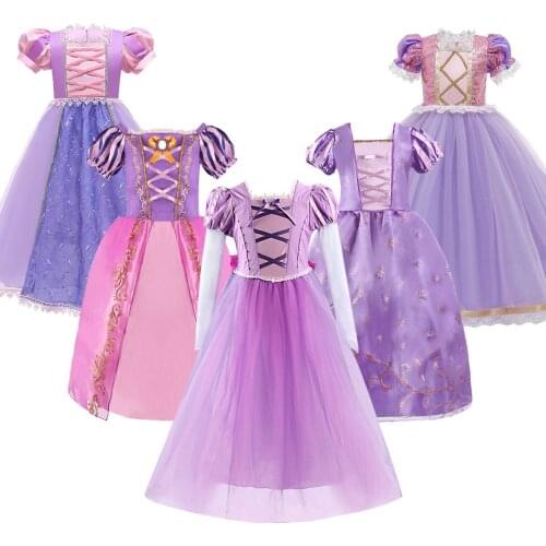 3-10 Years Baby Girl Rapunzel Costume Children Tangled Rapunzel Dress Kids Birthday Party Evening Dress Girl Princess Dress