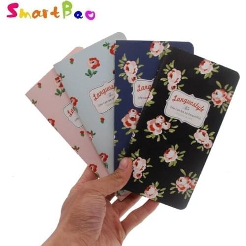 48K Flower Notebook Cartoon Notebook Workbook Stitching Binding 173*90mm, 24 sheets/ 48 pages