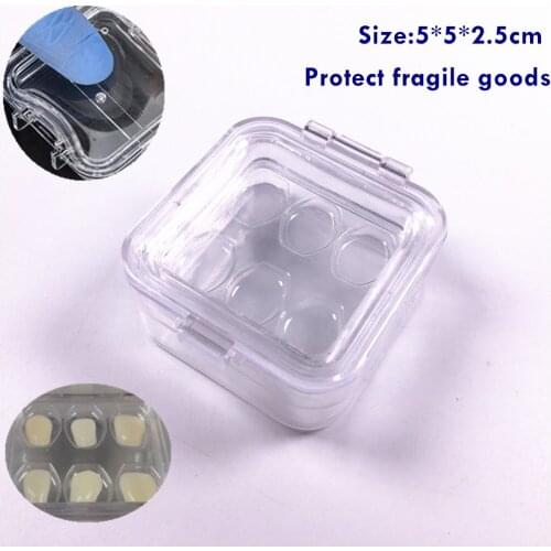10Pcs Clear Hinged Display Box Acrylic Membrane Case Storage Plastic Jewelry 6Grids For Teeth 5*5*2.5cm