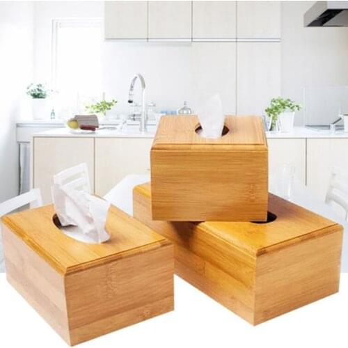 Retro Bamboo Tissue Box for Home Office Desktop Wooden Paper Towel Box Hotel Napkin Wood Holder Household Type Canister
