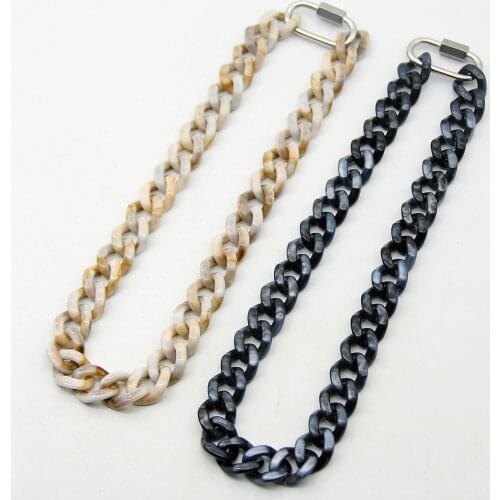 FishSheep Statement Acrylic Chain Necklace For Men Women Hip Hop Resin Wide Chain Screw Lock Pendant Necklace New 2020 Jewelry