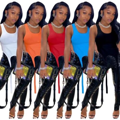 Sexy Sleeveless Bandage Top Summer Solid Color Vest Women Outfits Party Y2k Clothes Night Clubwear Bodycon Tops