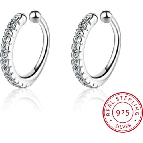 Earcuff Earings 925 Sterling Delicate Clear Cz Earring Small Sized Little Girl Earring Cuff Ear Micro Pave Zirconia Circle