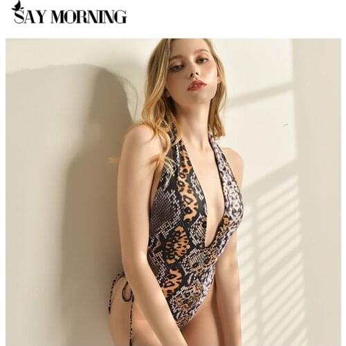 SAY MORNING 2021 Mujer Push Up Deep V-neck Bikini One Piece Swimsuit Backless Female Swimwear Suit