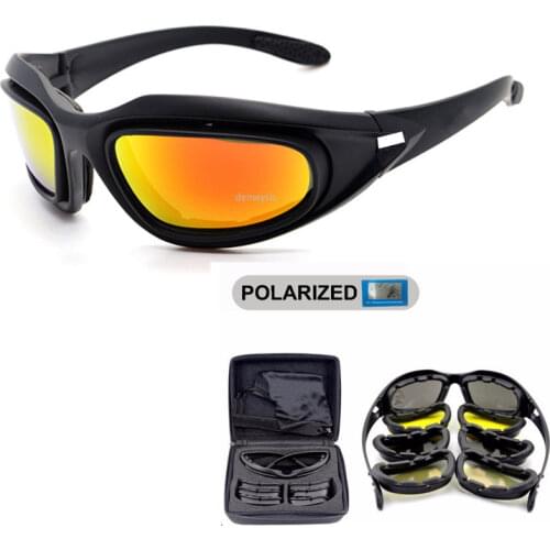 DAISY Polarized Army Goggles Military Photochromic Sunglasses 4Lens Kit Mens Desert Tactical Glasses Sporting Polarized Glasses