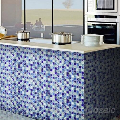 Sea blue color mix glass bathroom mosaic tile shower room wall decoration
