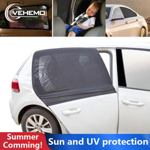 Vehemo Portable 2pcs Sun Visor SunShade Shield UV Protection Polyester Black Summer Protection Window Film Car Curtain Mesh