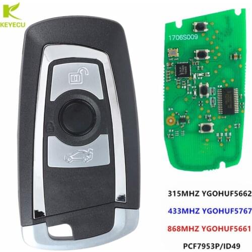 KEYECU Replacement New Smart Remote Key Fob 3 Button 315MHz/ 433MHz/ 868Mhz for BMW FEM / BDC CAS4 CAS4+ F20/F21 2011-2017