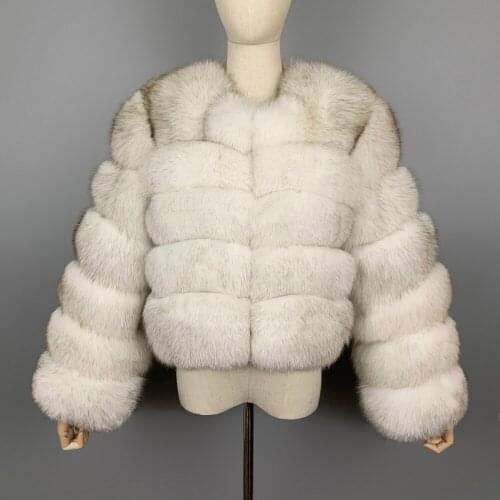 2021 Real Fur Coat Womens Winter Warm Natural Fox Fur Coat High Quality Fox Fur Luxury Fashion 50cm Short Jacket Long Sleeve