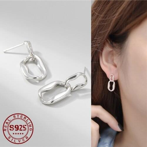 Women Earrings Real 925 Sterling Silver Drop Earrings for Women Round Circle Engagement Wedding Earrings Jewelry Accessories