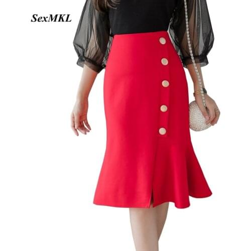 Plus Size Skirts Womens Faldas Mujer Moda 2020 Fashion Black Pencil Skirt Office Sexy Korean Women Red Midi Skirt Jupe Femme