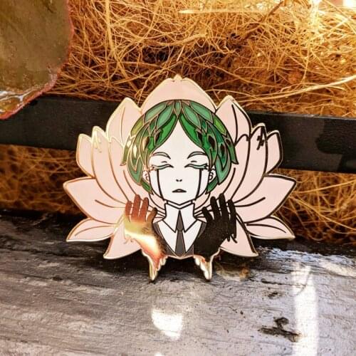 Hoseki No Kuni Lotus Girl Enamel Brooch Pin Backpack Hat Bag Lapel Pins Badges Women Mens Fashion Jewelry Accessories