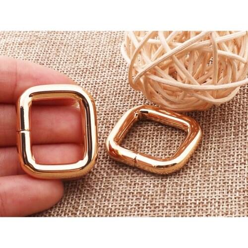 10 PCS Pale Gold Rectangle Rings Rectangular Wire Loops Square Webbing Purse Handbag Bag Making Hardware Handbag Ring-20mm