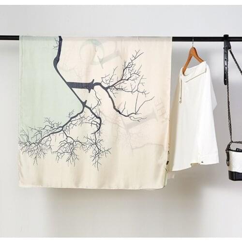 180*90cm TOP Silk Tree branch luxurious Scarves Women Foulard Square Hijab Scarf Ladies Shawl wrap muffler pareo female hijab