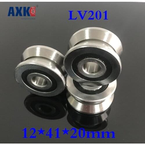 2019 Hot Sale Rolamentos Axk Free Shipping Lv201 V Groove Deep Ball Bearing Abec5 12x41x20mm Traces Walking Guide Rail Bearings