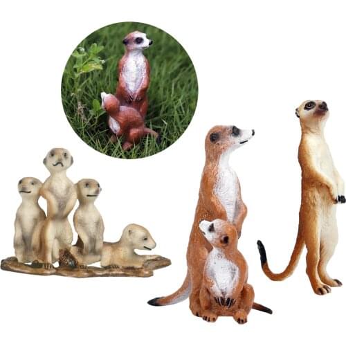 3Pack Simulation Small Standing Meerkat Action Figurine Models Desktop Decor