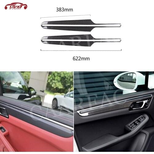 4 PCS Carbon Fiber Interior Door Panel Trim Strips Cover Decoration Stickers for Porsche Macan 2015-2018 Car Accessories