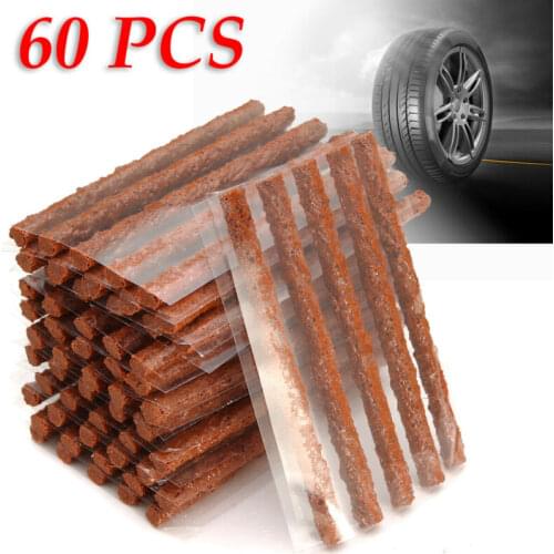 60pcs Car Self Vulcanizing Tire Repair Plugs Brown Tubeless Seal Patch Tyre Fittings Accessories Ideal For Car Tire Repairing