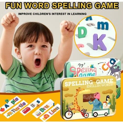 Childrens Puzzle Toys English Letter Spelling Word Game Fun Educational Wooden Puzzle Practice Cards Language Learning Games