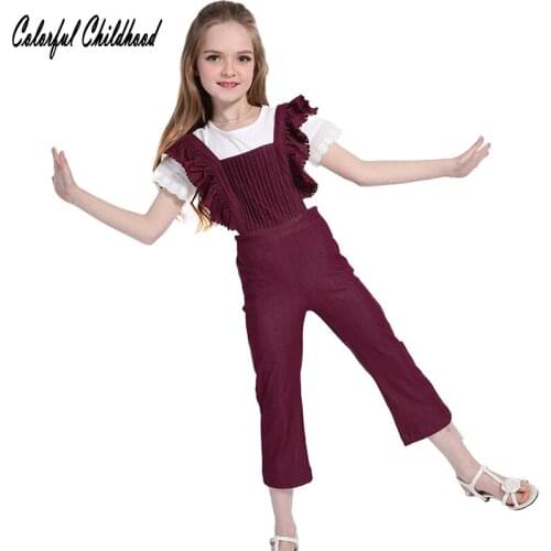 New Spring Autumn Toddler Baby Overalls Girl Denim Ruffle Overall Candy Color Bib Pants For Kids Jumpsuit Girls outfit Clothes