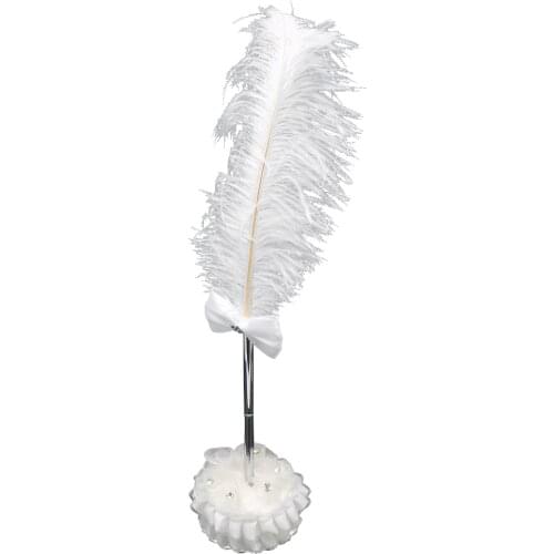 Guest Pen Feather with Holder Set on Wedding Signing Pen Special Design With Base (White) A30