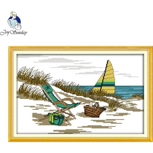 Joy Sunday scenic style The seaside scene cross stitch patterns kits wall painting for children decoration