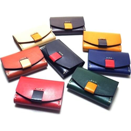 Classic Retro Vegetable Tanned Leather Coin Purse Ladies Handmade Cowhide Zero Wallet Men Card Wallet Panelled Card Bag