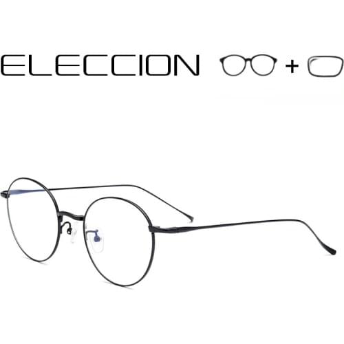 Pure Titanium Round Frames Glasses Vintage Korean Style Optical Prescription Glasses Aspherical Lenses Myopia Eyeglasses