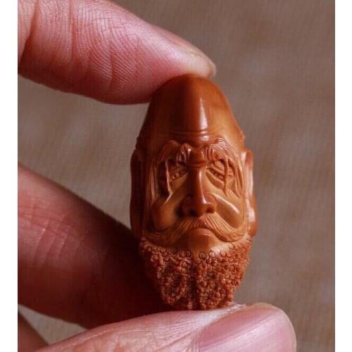 Master Hand-Carved Olive-core BodhiDharma Head Single-Seed Pendant, Nuclear Glyph Play Old Oil-core Pendant Jewelry