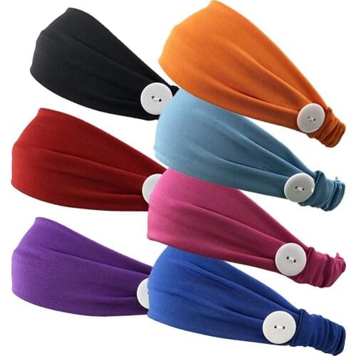 Fashion Women Girls Summer Hair Bands Elastic Sweat Absorbent Buttons Hairband Yoga Running Sweatband Headband Hair Accessories
