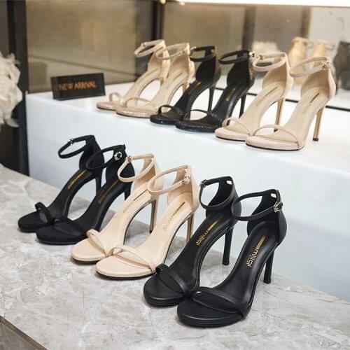 2020 Europe and the United States summer hot fashion 10CM high heel sandals temperament fashion leather high heels trend