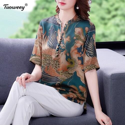 Summer style Fashion Woman Blouses short Sleeve Print silk Women Blouse Shirt Ladies Tops Feminine Blouses Women Shirt Blusas