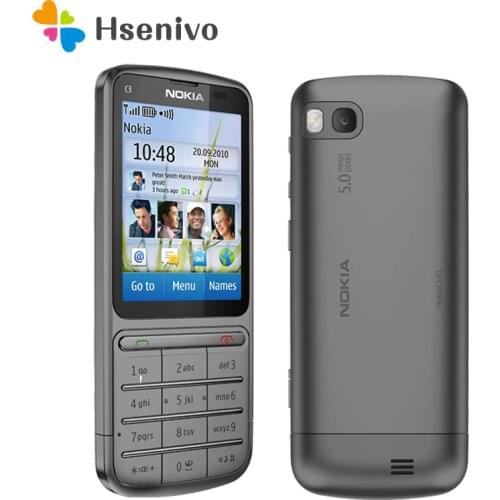 C3-01 Original Unlocked Nokia C3-01 mobile phone 2.4 'Inch 5MP Camera 1050mAh WIFI Bluetooth Single Core Cellphone Free shipping