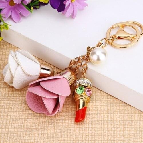 Fashion creative water lipstick bag car key chain female schoolbag PENDANT Metal Key Chain Ring Gift