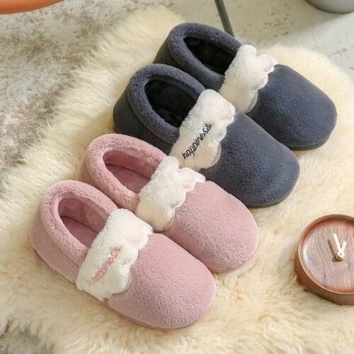 Men Plush Slippers Couple Outdoor Winter Warm Cotton Men Light Weight Soft Cold-Proof Comfortable Ladies Plush Bag Heel Shoes