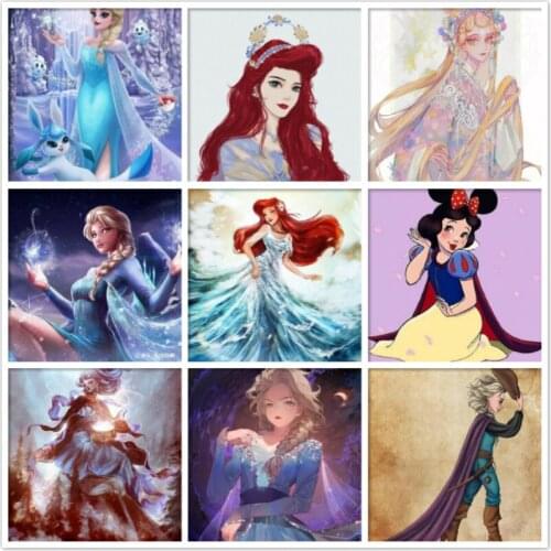 Disney 5D Diy Diamond Painting Cartoon Ice Sister Elsa&Anna Cross Stitch Kits Diamond Embroidery Full Round Mosaic Decor Gift