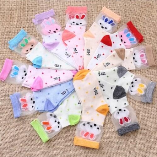 One Pair 2018 Summer Baby Children Lace Ultra-Thin Socks Boys Girls Mesh Cartoon Crystal Boat Socks D0246